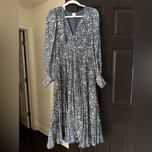 Blue and White Printed Women's Maxi Dress